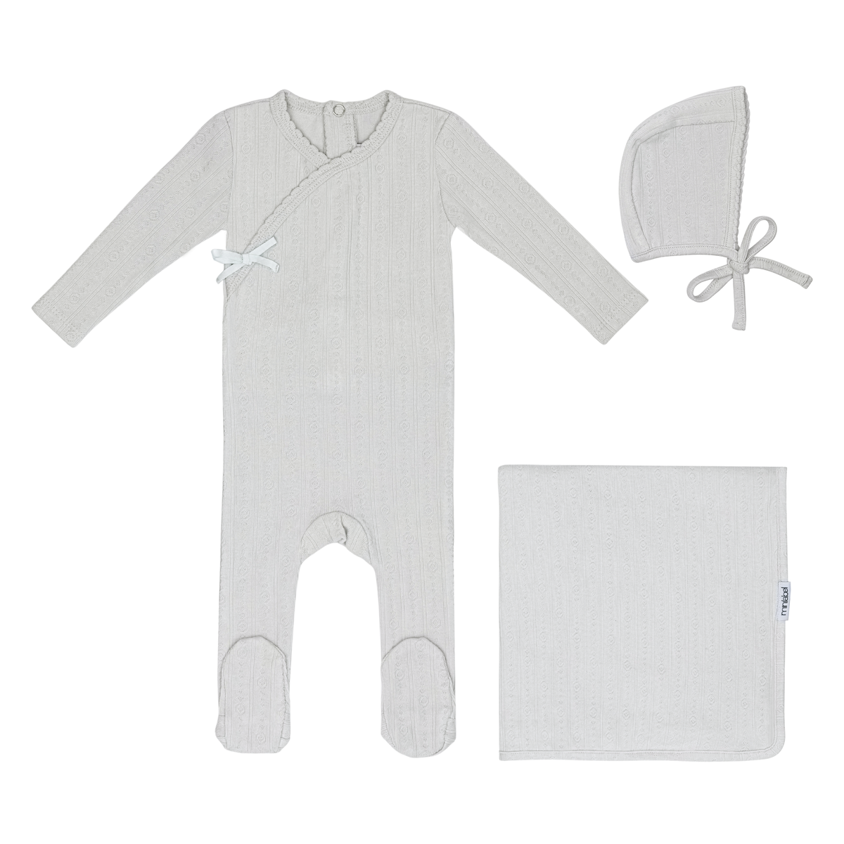 Minilabel Wrapover Pointelle Layette Set - Blue Circle
