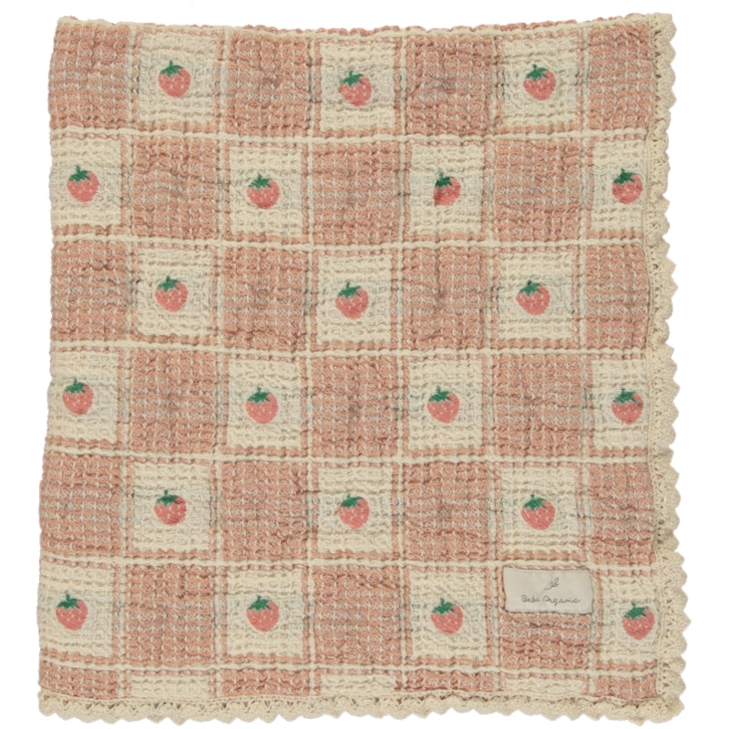 Bebe organic Waffle Blanket- Strawberry