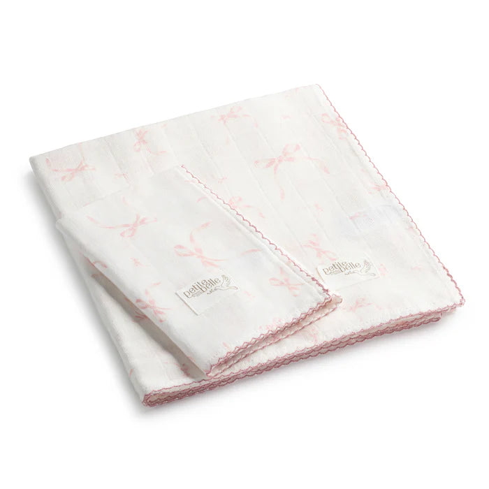 Petite Belle Lafayette Swaddle & Burp Cloth Set - Pink