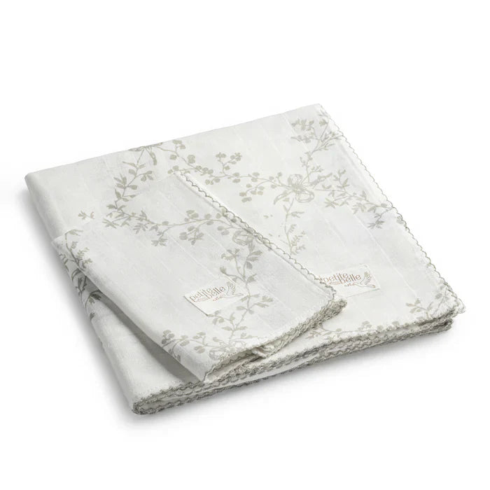 Petite Belle Lattice Swaddle & Burp Cloth Set