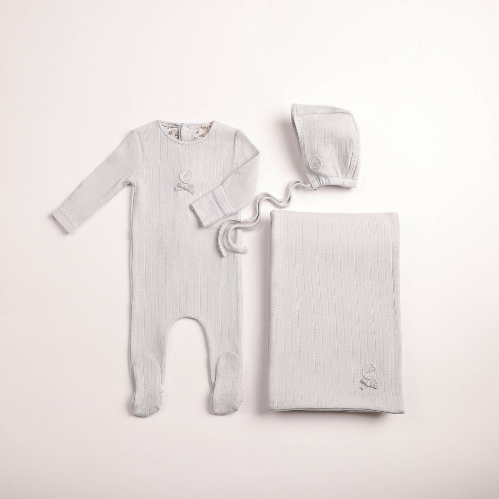 Bee & Dee Sweet Classic Pointelle Layette Set - Dusty Blue