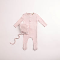 Bee & Dee Sweet Classic Pointelle Footie & Beanie - Hushed Pink