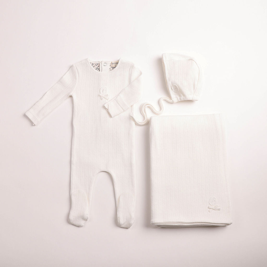 Bee & Dee Sweet Classic Pointelle Layette Set - Linen Boys