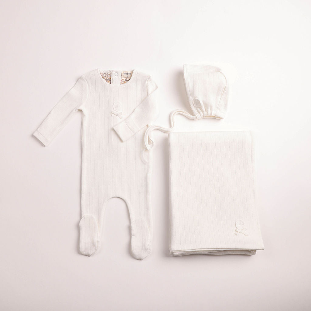 Bee & Dee Sweet Classic Pointelle Layette Set - Linen Girls