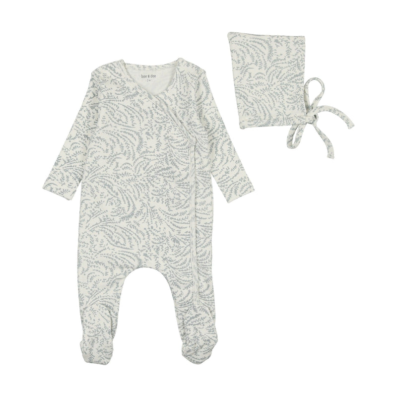 Bee & Dee Swirly Vines Wrap Footie & Bonnet