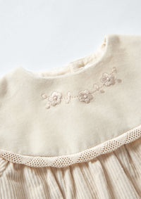 Popelin Embroidered Yoke Romper - Cream