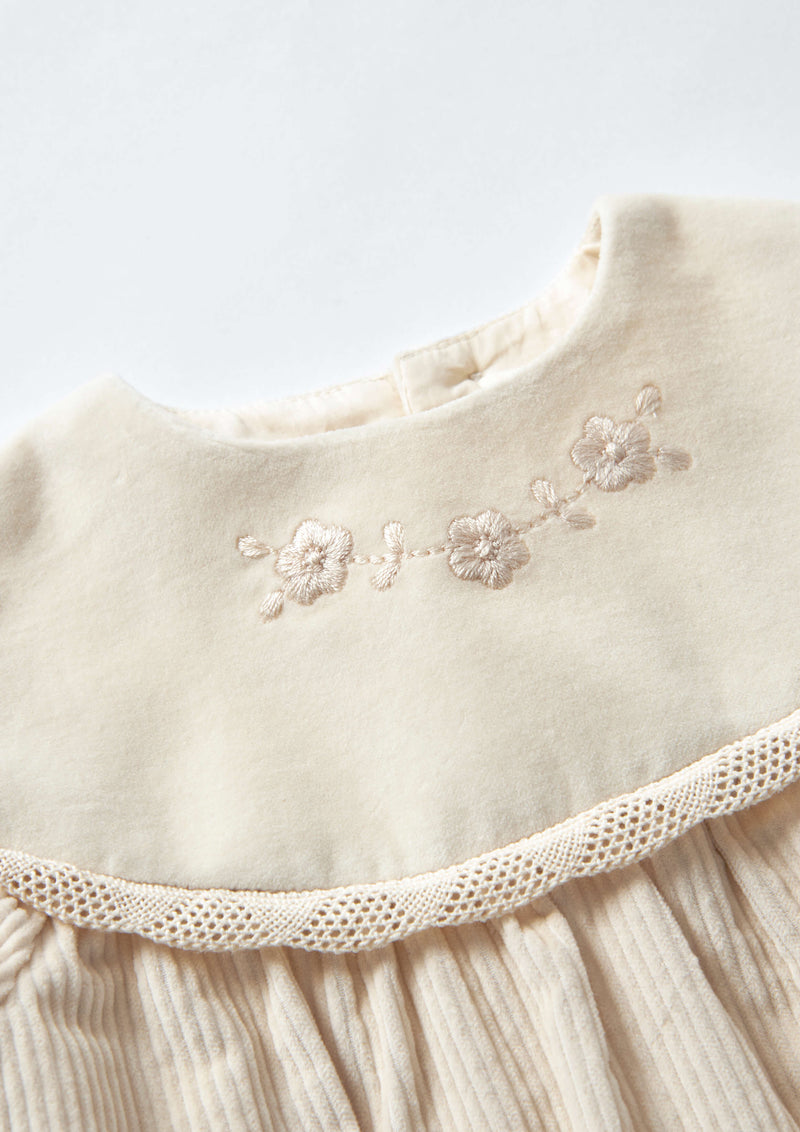 Popelin Embroidered Yoke Romper - Cream