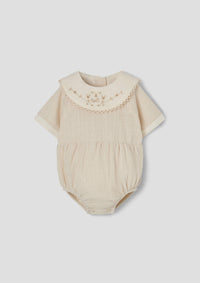 Popelin Embroidered Name Bib Romper