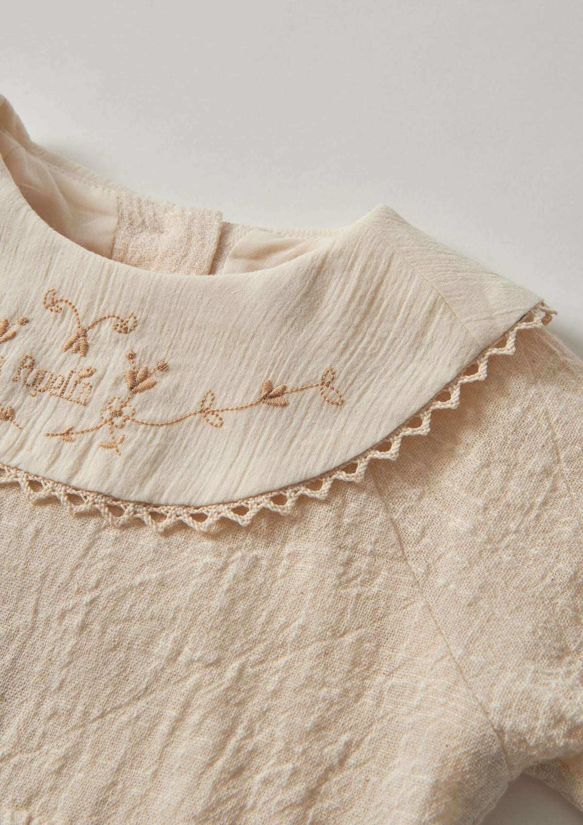 Popelin Embroidered Name Bib Romper