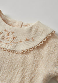 Popelin Embroidered Name Bib Romper