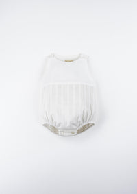 Popelin White Contrasting Romper