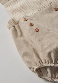 Popelin Button Romper - Sand