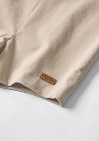 Popelin Beige Velvet Collar Romper