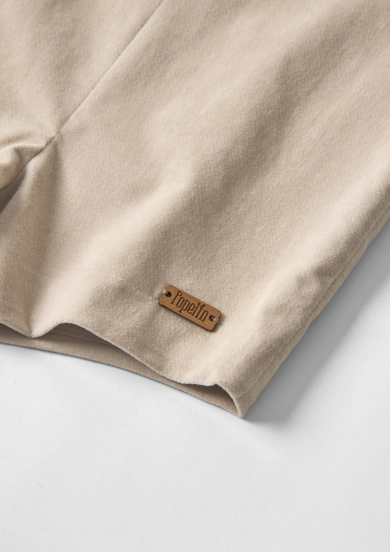 Popelin Beige Velvet Collar Romper