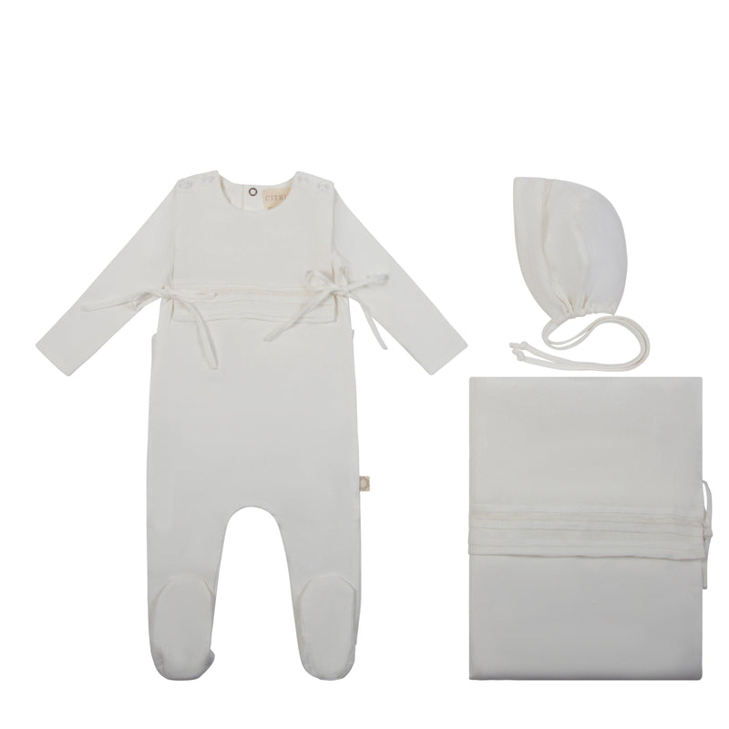 Citrine Tucked Bib Layette Set