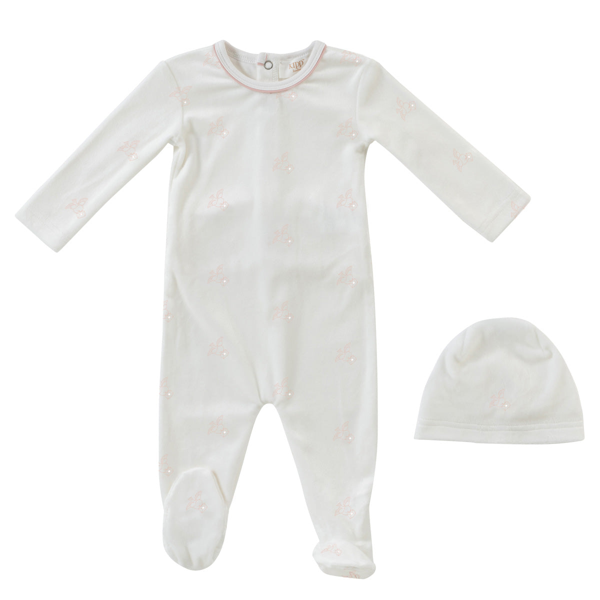 Kipp Flying Feathers Pattern Footie & Hat - Pink