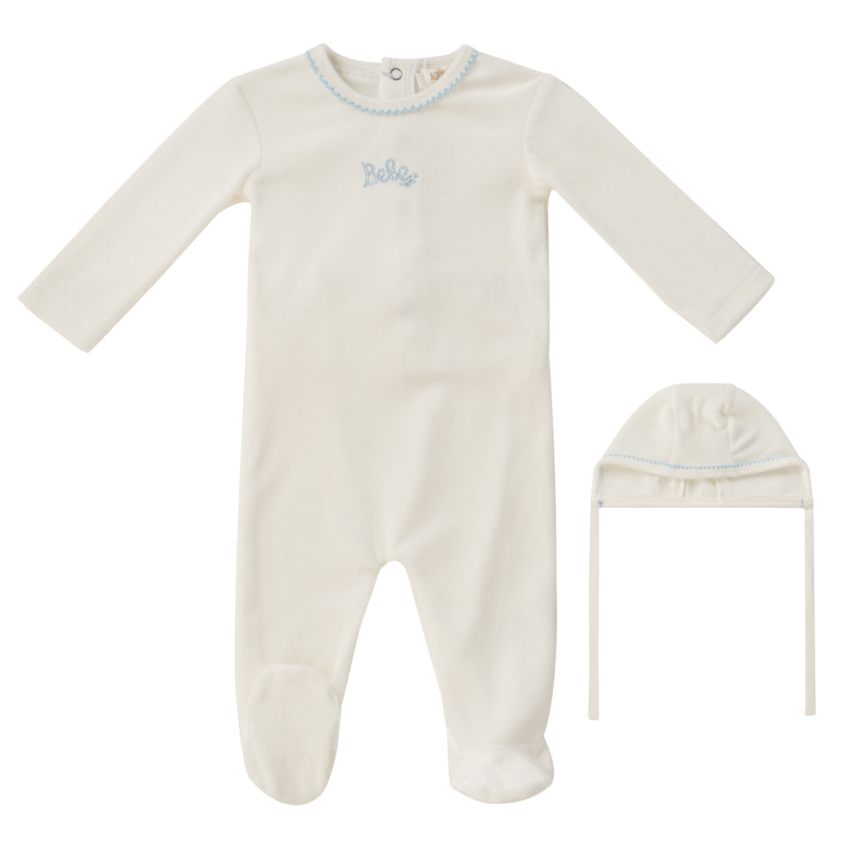 Kipp Bebe Footie & Bonnet Aw25 - White Blue