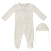 Kipp Bebe Footie & Bonnet Aw25 - White Blue