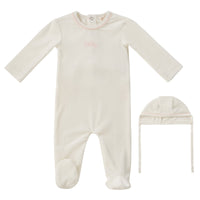 Kipp Bebe Footie & Bonnet Aw25 - White Pink