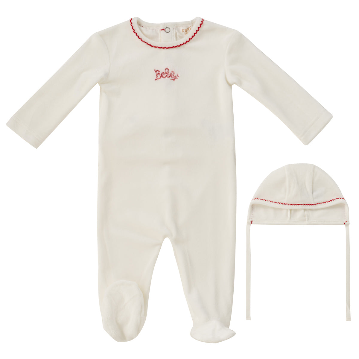 Kipp Bebe Footie & Bonnet Aw25 - White Red