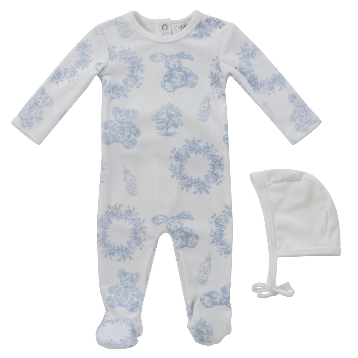 Kipp Petit Toile Footie & Bonnet - White Blue