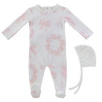 Kipp Petit Toile Footie & Bonnet - White Pink