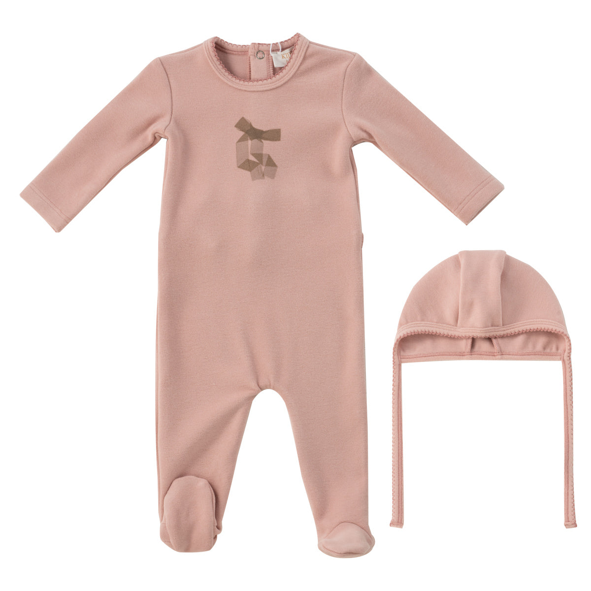 Kipp Felt Bow Footie & Bonnet - Pink