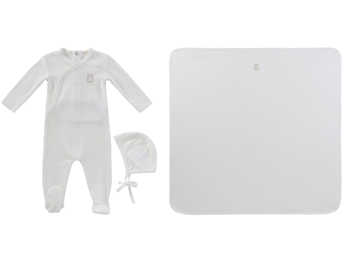 Kipp Teddy Wrap Layette Set - Stone