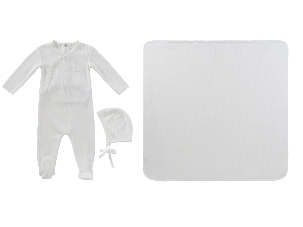 Kipp Teddy Wrap Layette Set - White