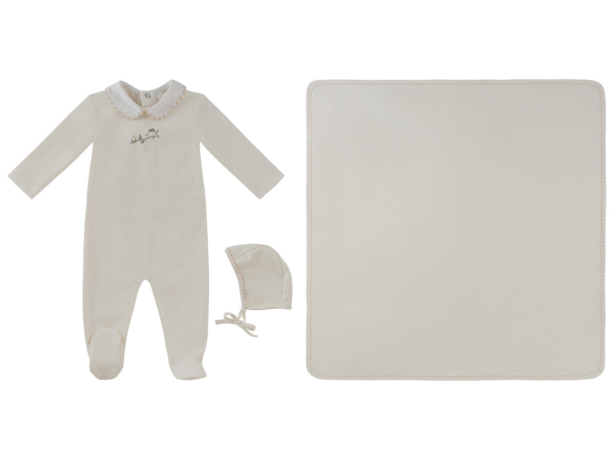 Kipp Magical Meadow Collar Layette Set - White Stone