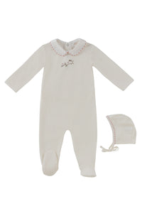 Kipp Magical Meadow Collar Footie & Hat - White Pink