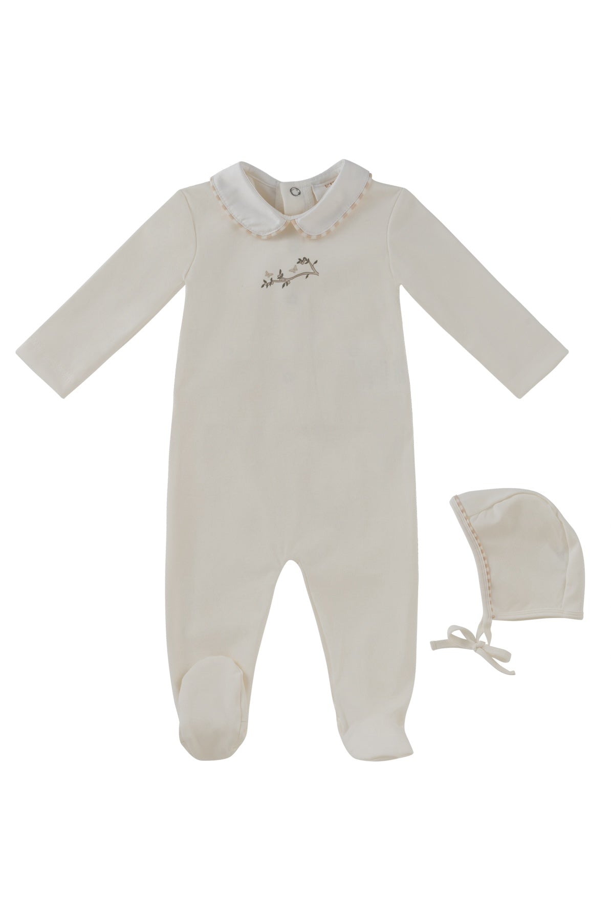 Kipp Magical Meadow Collar Footie & Hat - White Stone