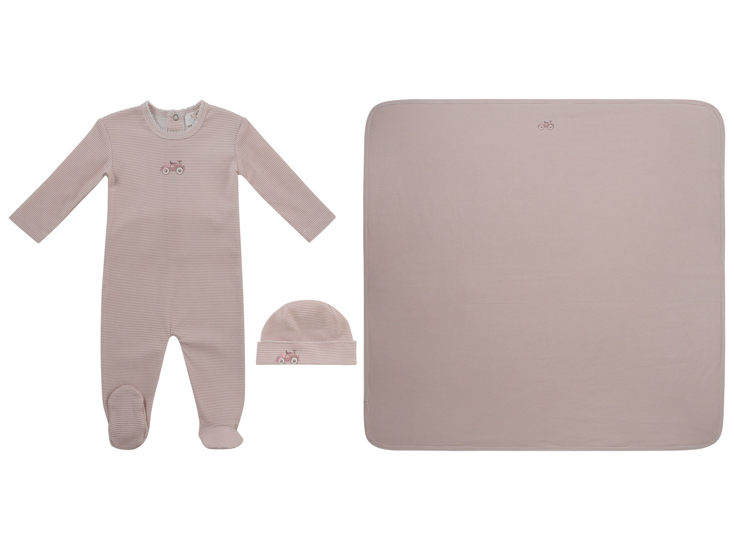 Kipp Carrera Pinstripe Layette Set - Pink