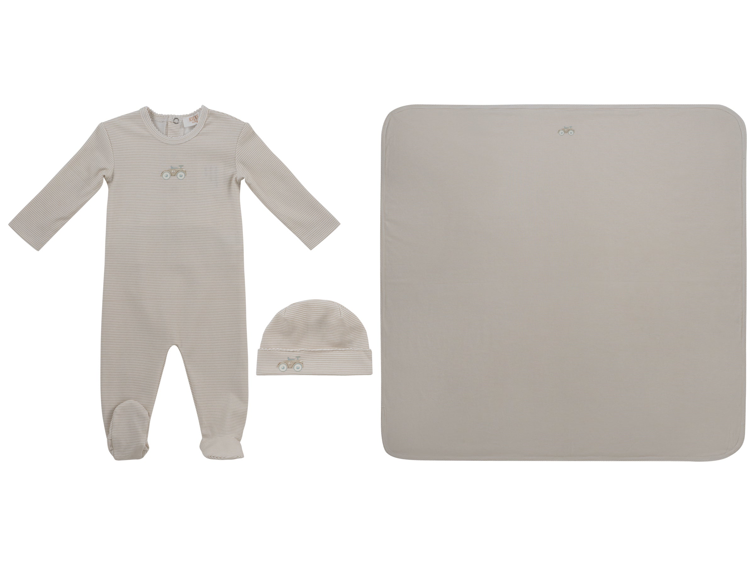 Kipp Carrera Pinstripe Layette Set - Stone