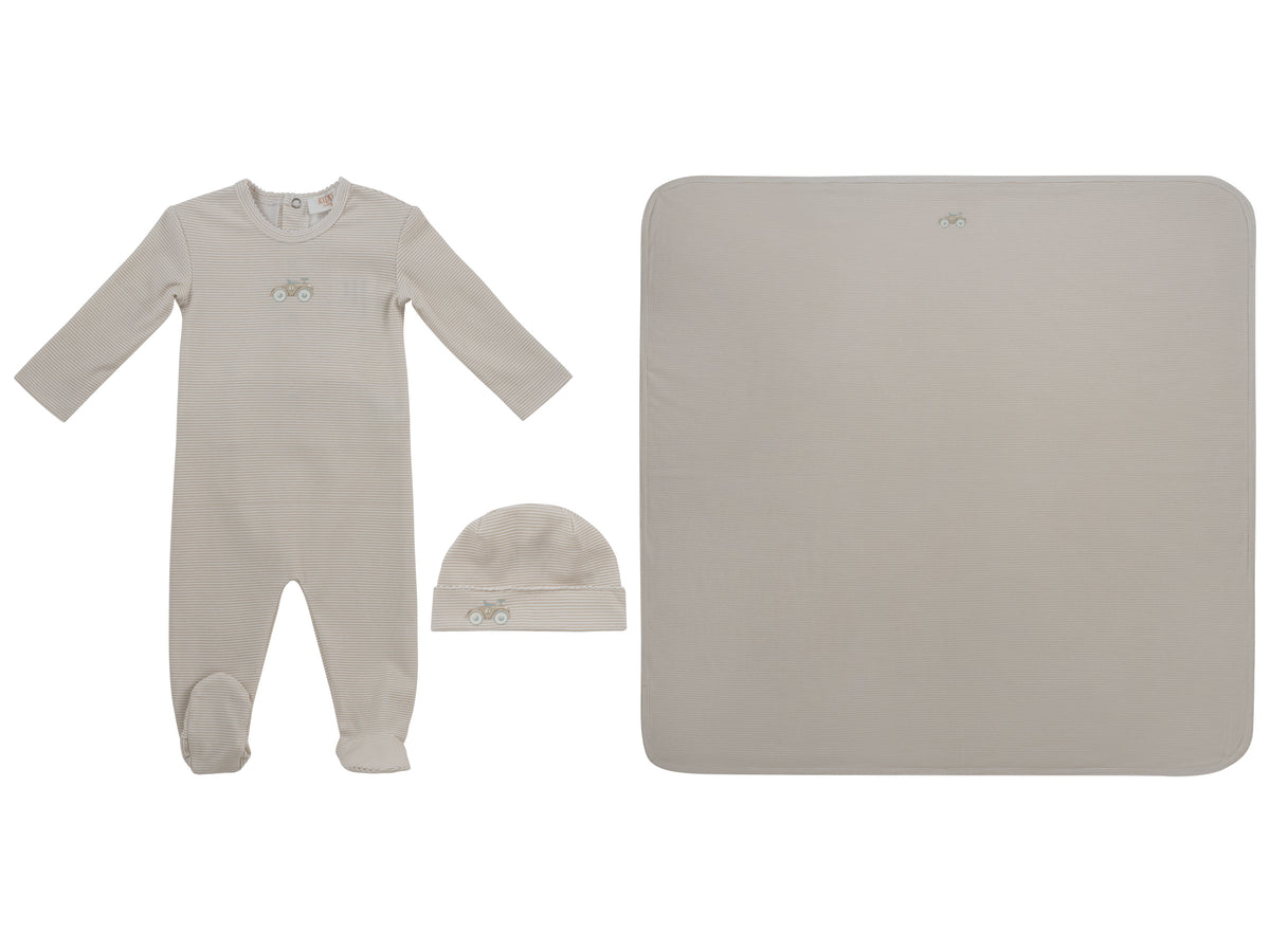 Kipp Carrera Pinstripe Layette Set - Stone