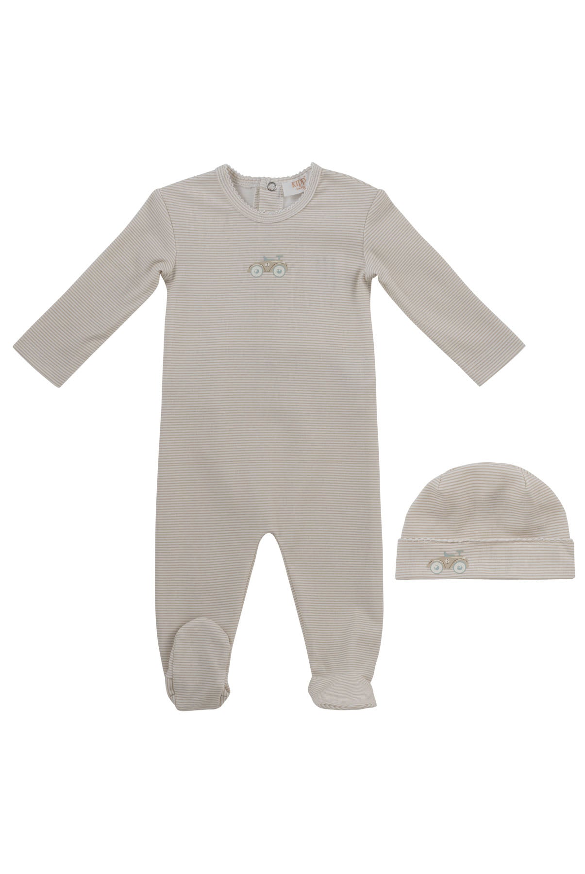 Kipp Carrera Pinstripe Footie & Hat - Stone