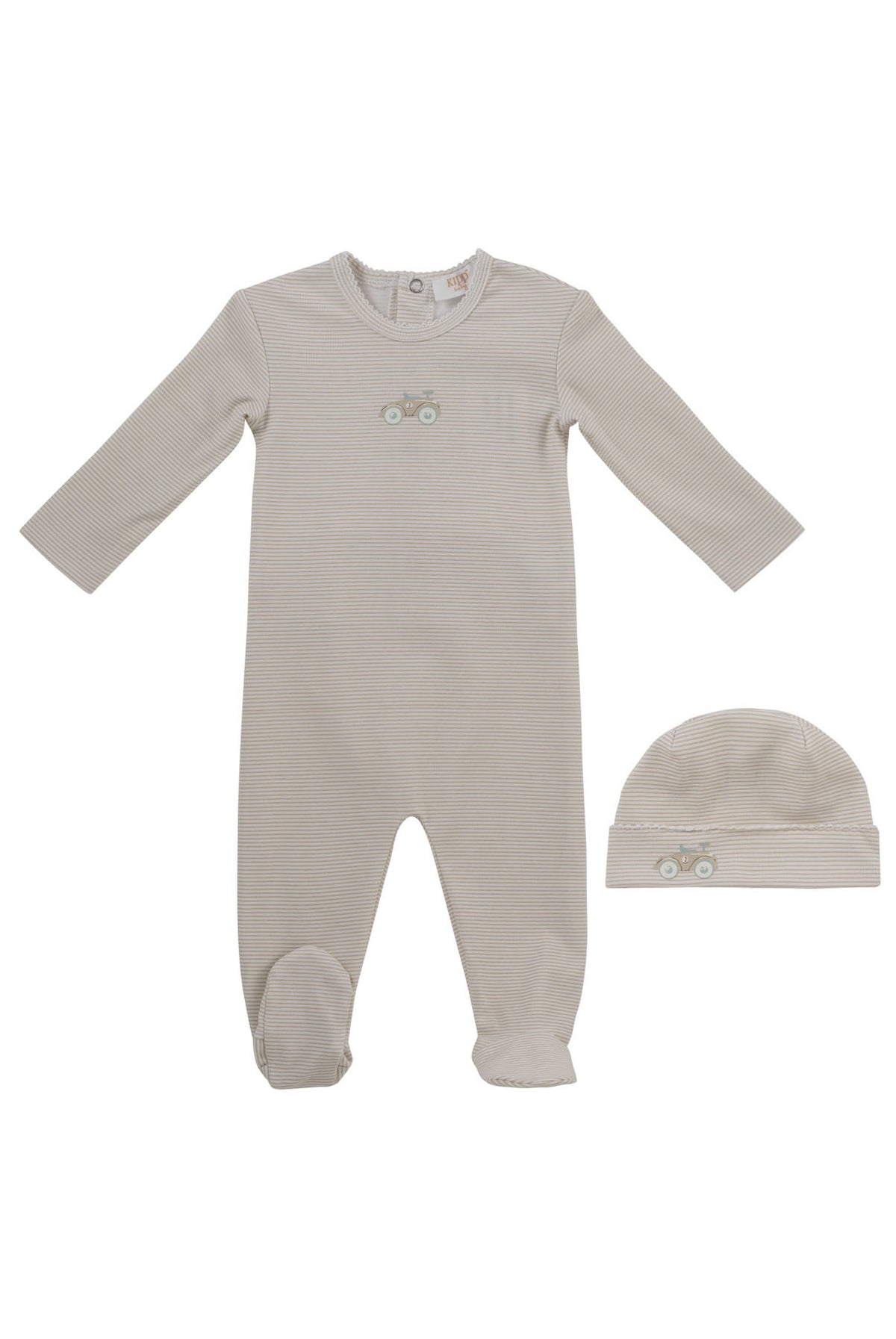 Kipp Carrera Pinstripe Footie & Hat - Stone