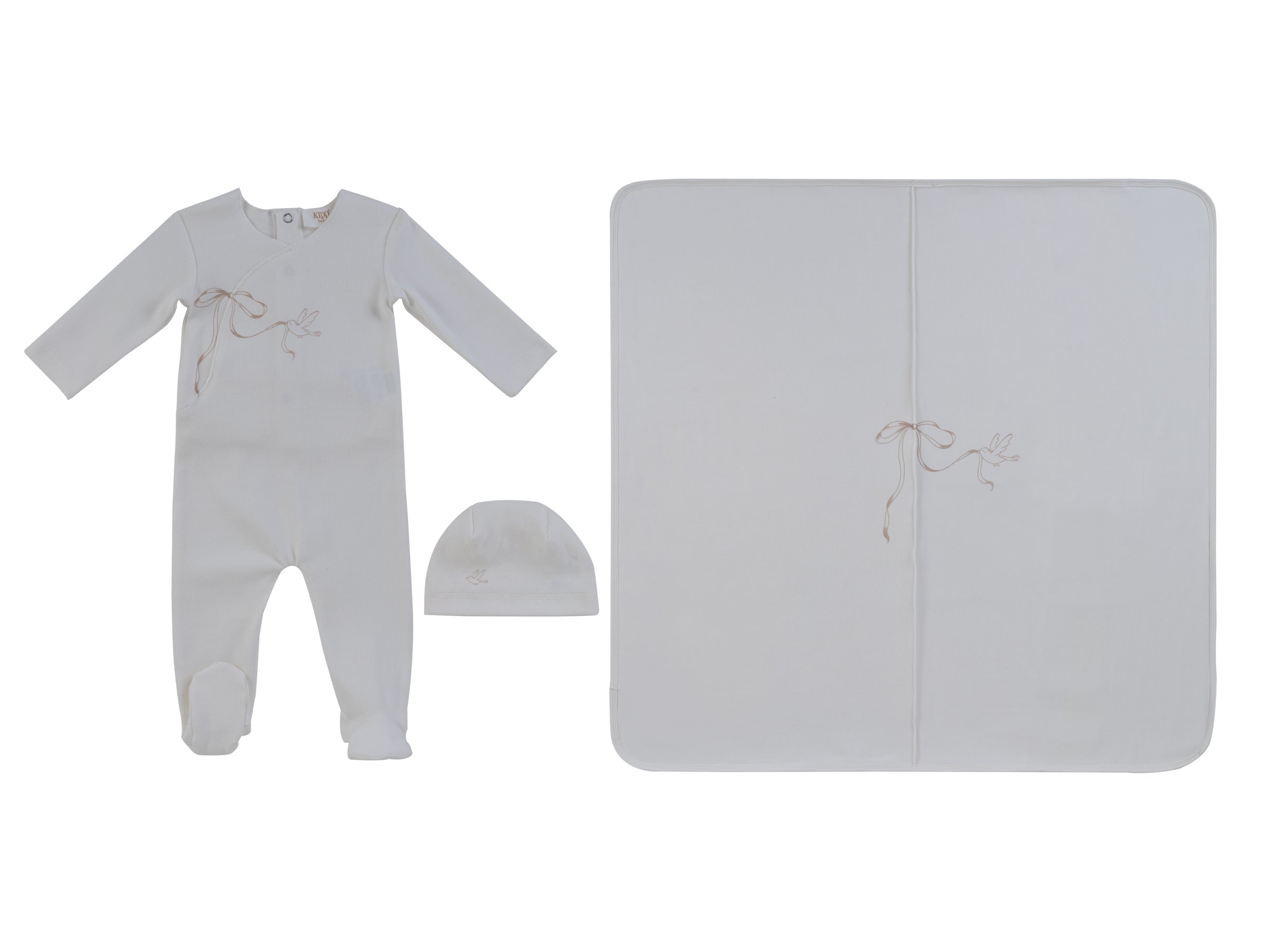 Kipp Flutter Bow Layette Set - Natural