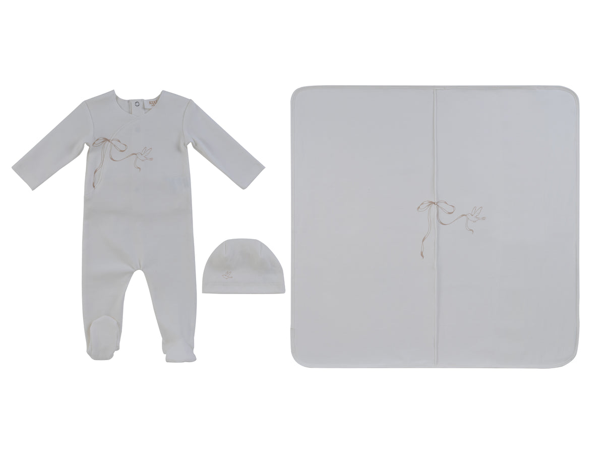 Kipp Flutter Bow Layette Set - Natural