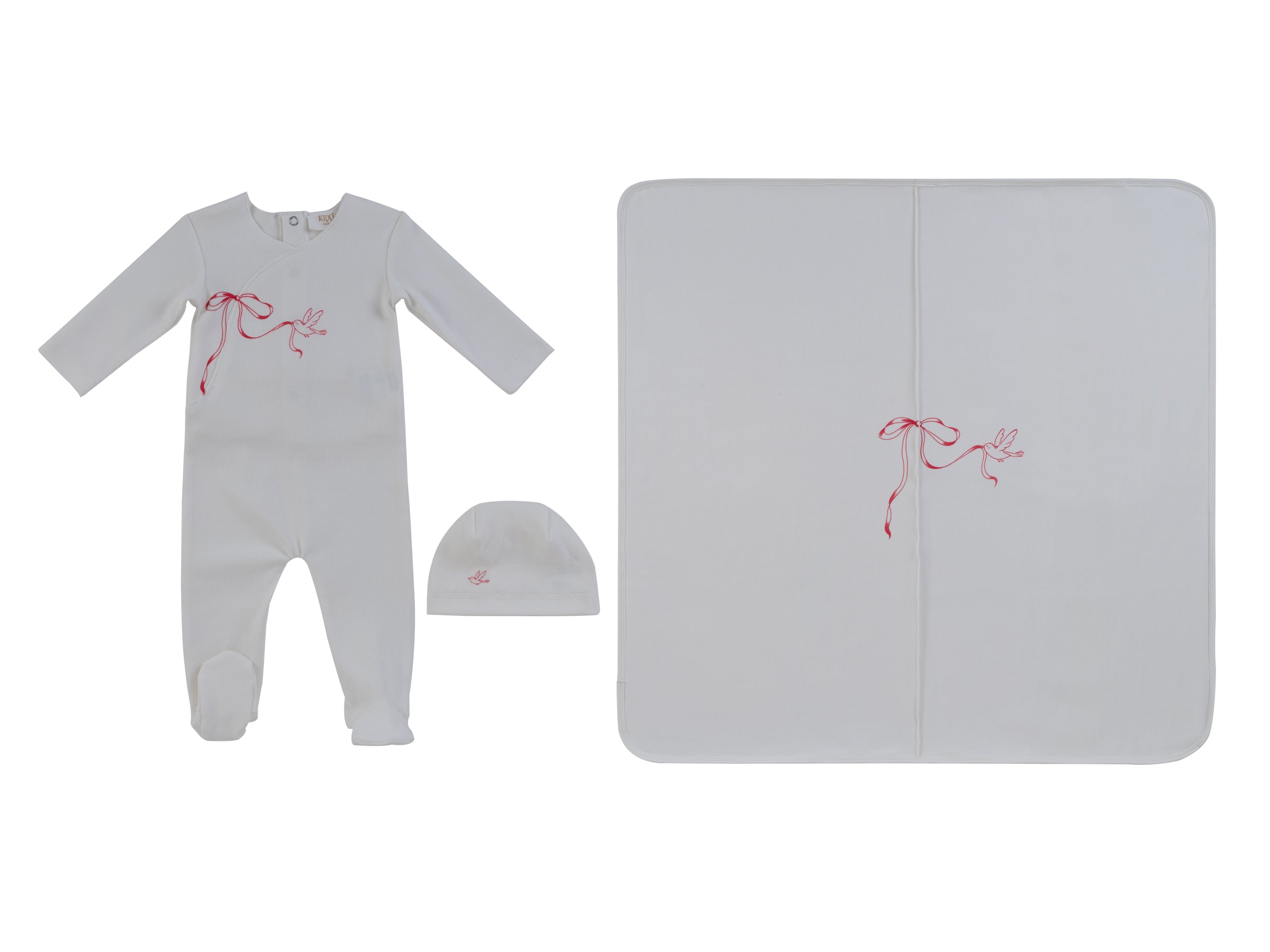 Kipp Flutter Bow Layette Set - Red