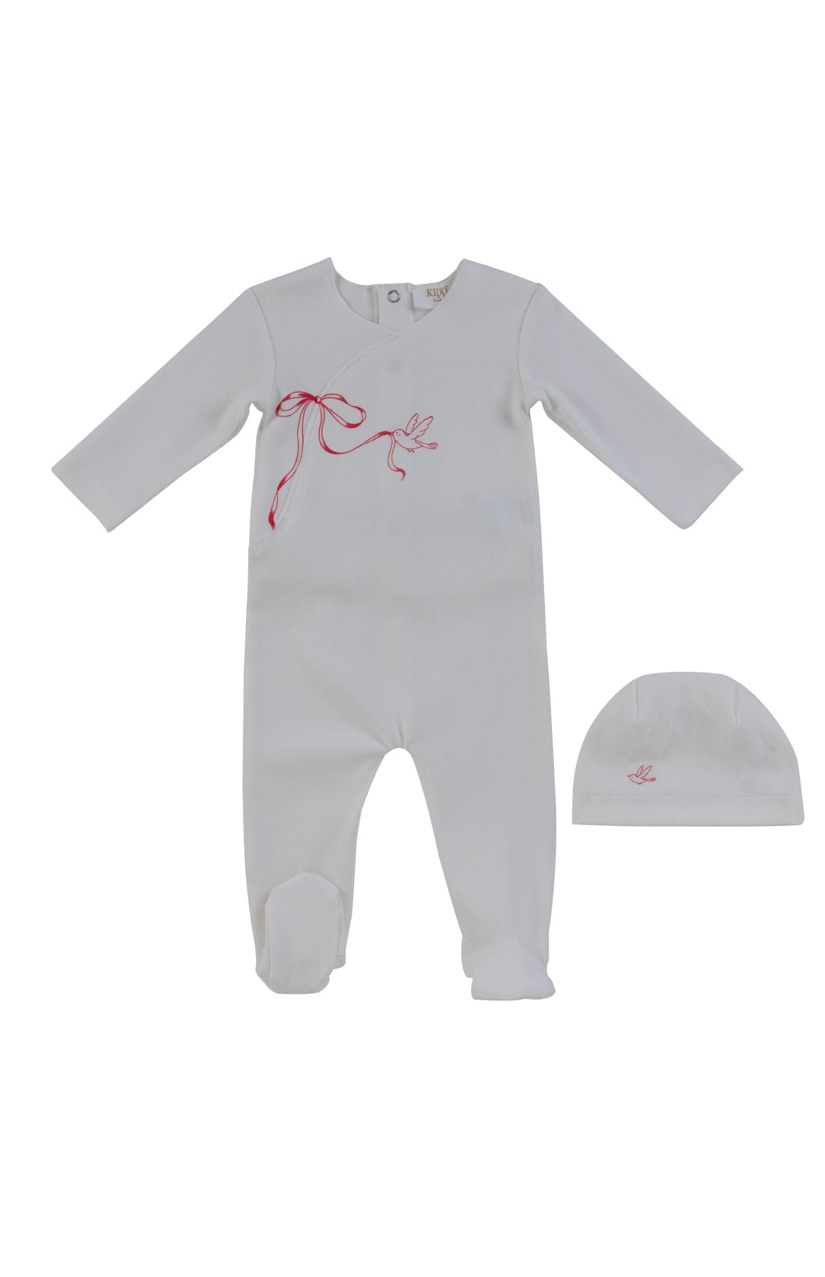 Kipp Flutter Bow Footie & Hat - Red