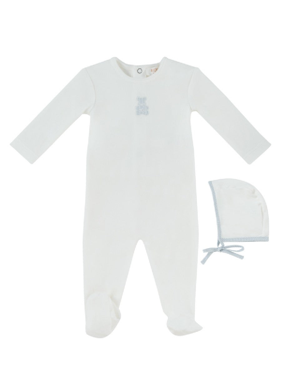 Kipp Petit Ours Footie & Hat - White Blue