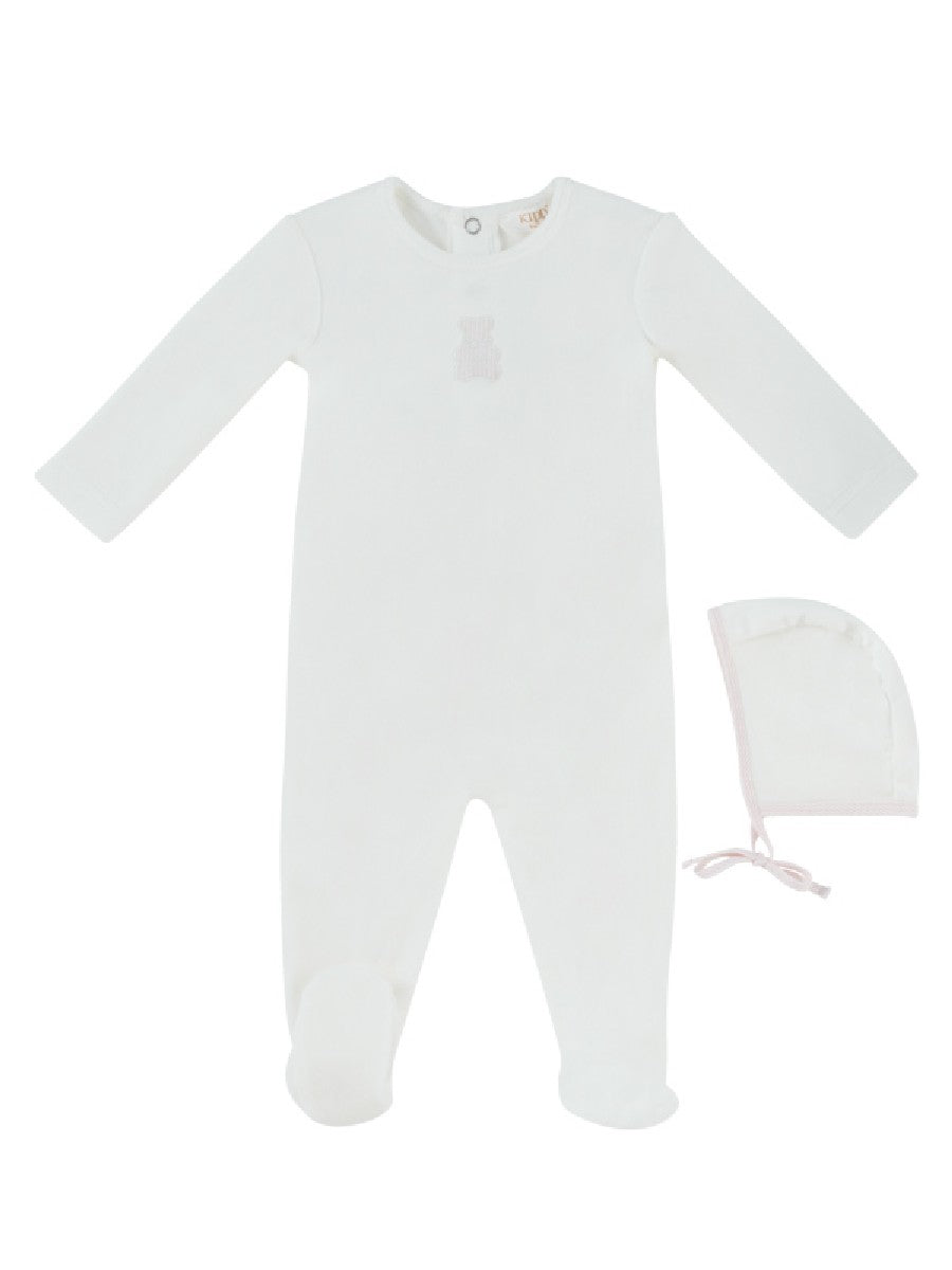 Kipp Petit Ours Footie & Hat - White Pink