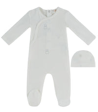 Kipp Petit Ours Pattern Footie & Hat - Blue