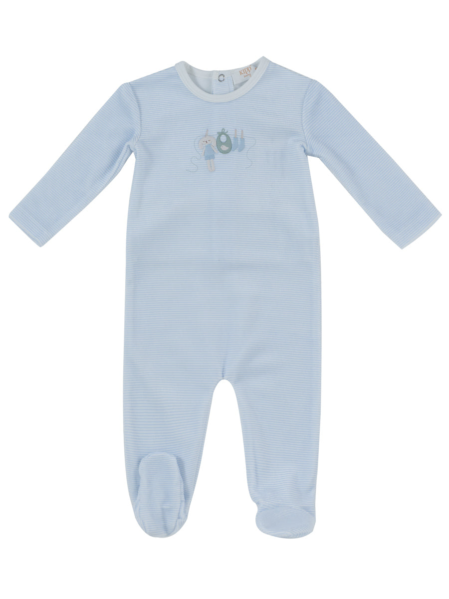 Kipp Bunny Stripe Footie - Blue