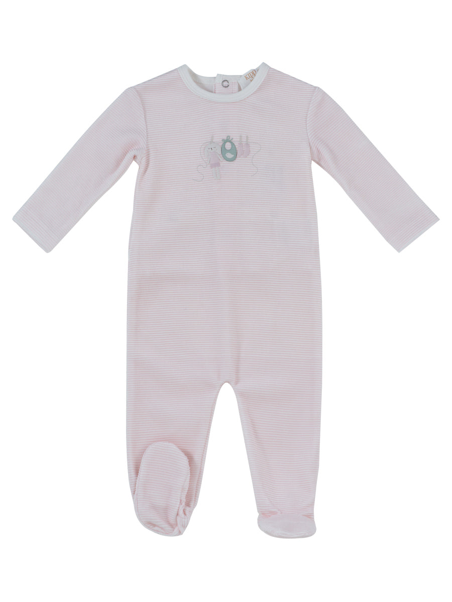 Kipp Bunny Stripe Footie - Pink