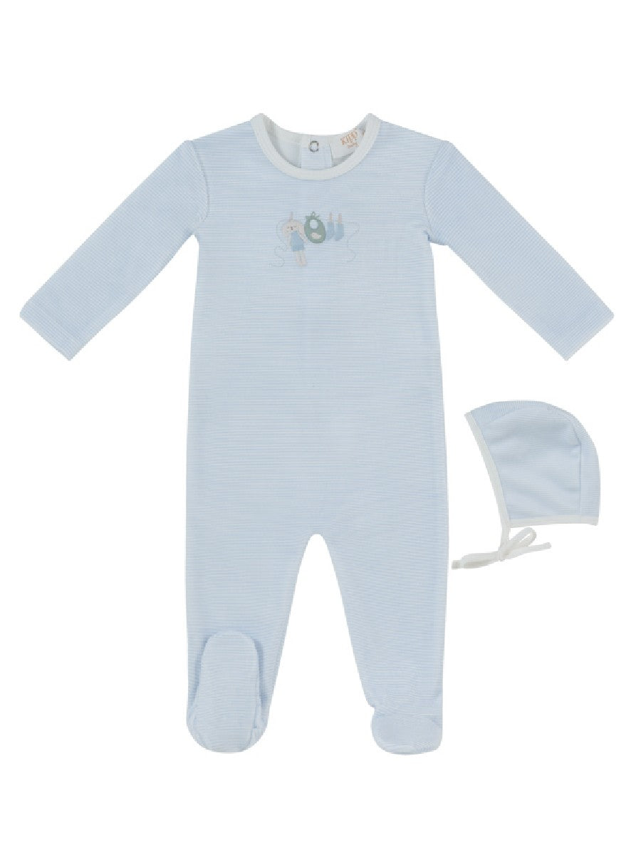 Kipp Bunny Stripe Footie & Hat - Blue