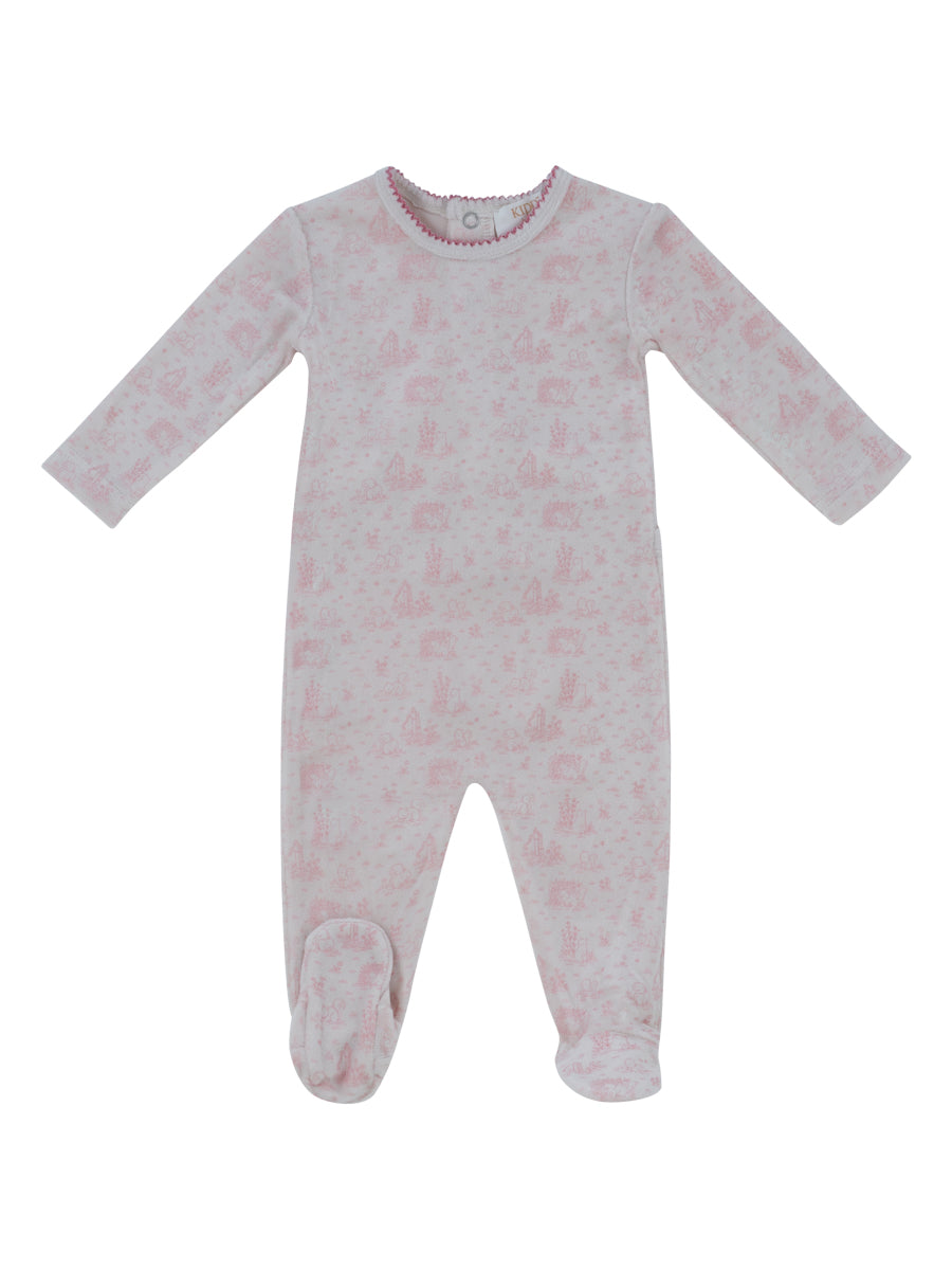 Kipp Woodland Toile Footie - Rose