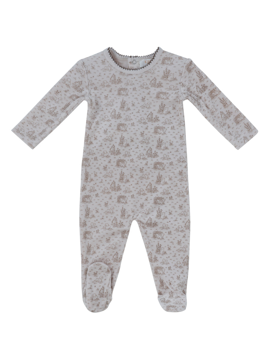 Kipp Woodland Toile Footie - Taupe