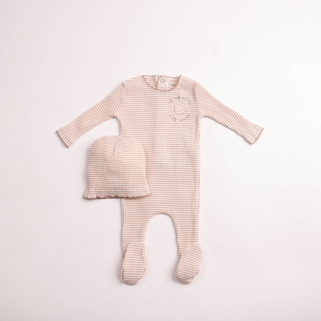 Bee & Dee To The Moon Footie & Beanie - Ballerina Pink
